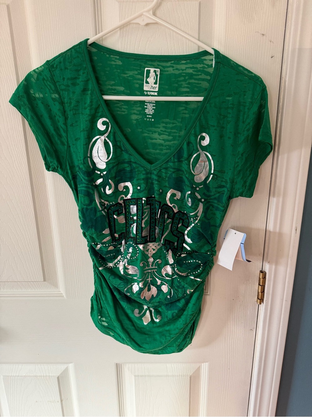 Unk Green V-Neck Embellished Graphic Tee